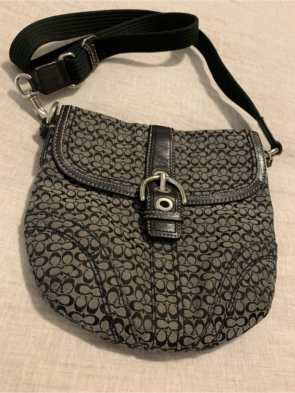 Coach Black and Gray Signature Crossbody Bag